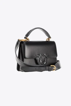 Sacs À Main|PINKO Mini Love Bag One Light A Anse Superieure Et Boucle En Cuir Noir-Vieil Or
