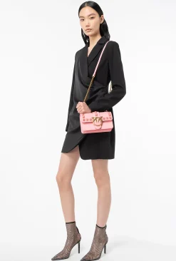 Sacs De Soirée|PINKO Mini Love Bag One Painted Studs Rose Marin-Or Antique