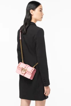 Sacs De Soirée|PINKO Mini Love Bag One Painted Studs Rose Marin-Or Antique