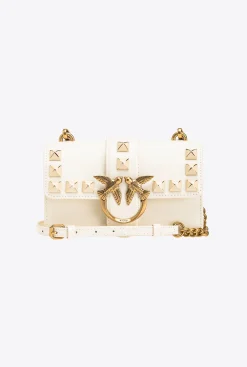Sacs À Bandoulière|PINKO Mini Love Bag One Painted Studs Blanc+Blanc-Or Antique