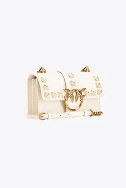 Sacs À Bandoulière|PINKO Mini Love Bag One Painted Studs Blanc+Blanc-Or Antique