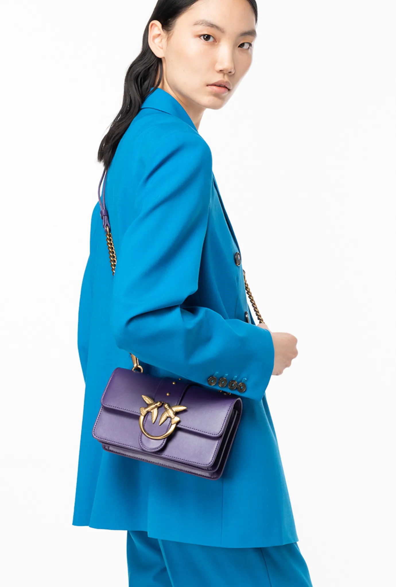 Sacs À Bandoulière|PINKO Mini Love Bag One Simply Violet Frangipanier-Or Antique