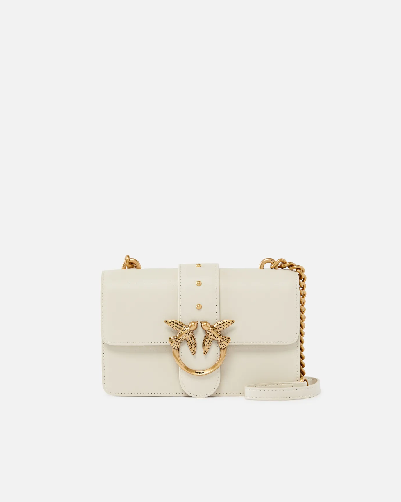 Sacs À Bandoulière|PINKO Mini Love Bag One Simply Blanc+Blanc-Or Antique