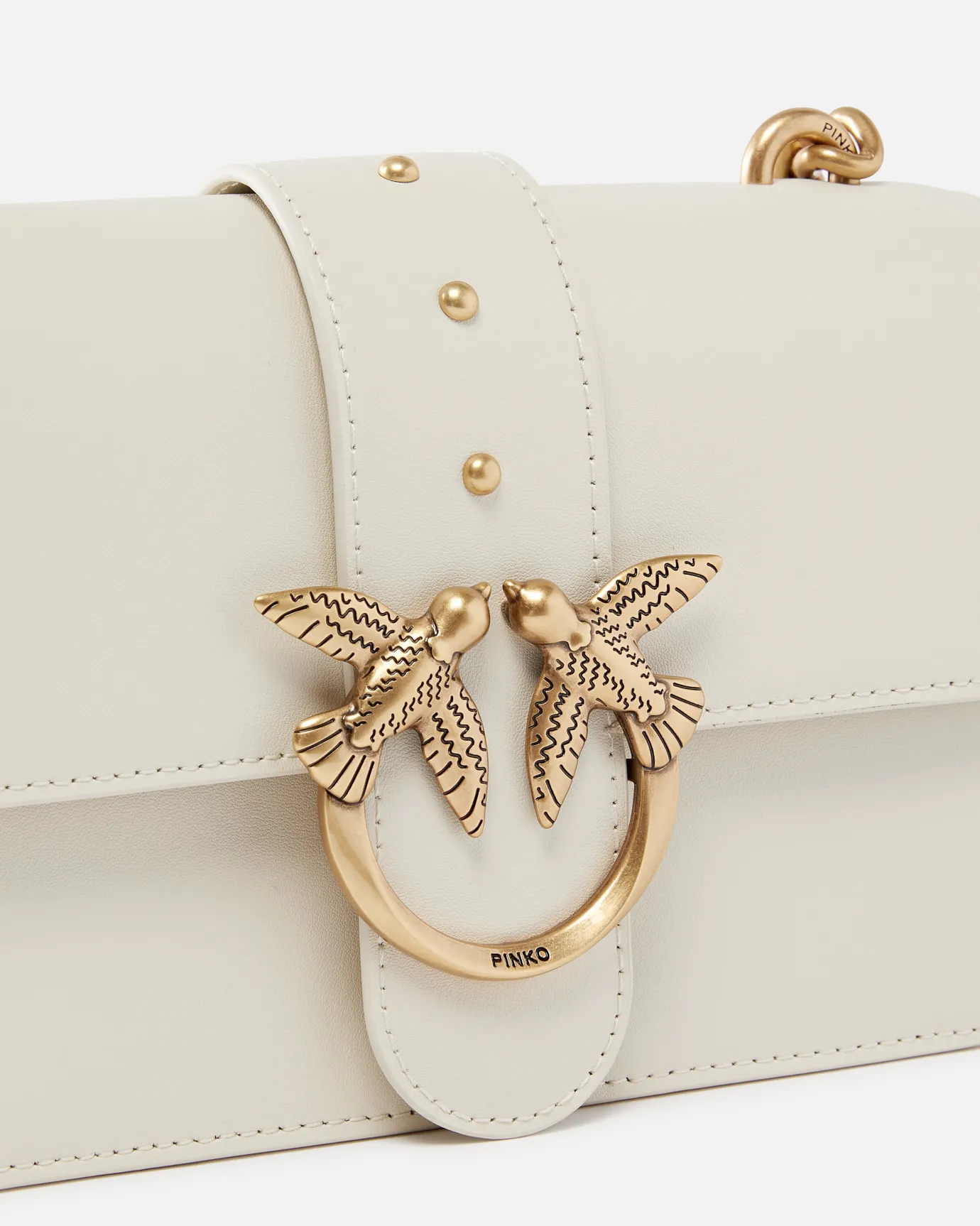 Sacs À Bandoulière|PINKO Mini Love Bag One Simply Blanc+Blanc-Or Antique