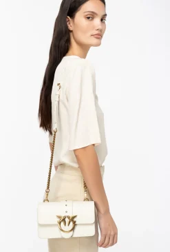 Sacs À Bandoulière|PINKO Mini Love Bag One Simply Blanc+Blanc-Or Antique