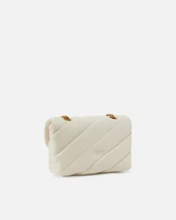 Sacs À Bandoulière|PINKO Mini Love Bag Puff Maxi Quilt Blanc+Blanc-Or Antique