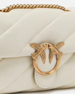 Sacs À Bandoulière|PINKO Mini Love Bag Puff Maxi Quilt Blanc+Blanc-Or Antique