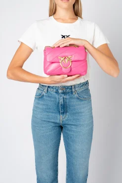 Sacs Portés Épaule|PINKO Mini Love Bag Puff Maxi Quilt Fuchsia-Or Antique