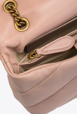 Sacs Portés Épaule|PINKO Mini Love Bag Puff Maxi Quilt Rose/Rose Poudre-Or Antique