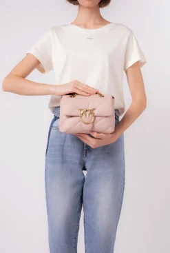 Sacs Portés Épaule|PINKO Mini Love Bag Puff Maxi Quilt Rose/Rose Poudre-Or Antique