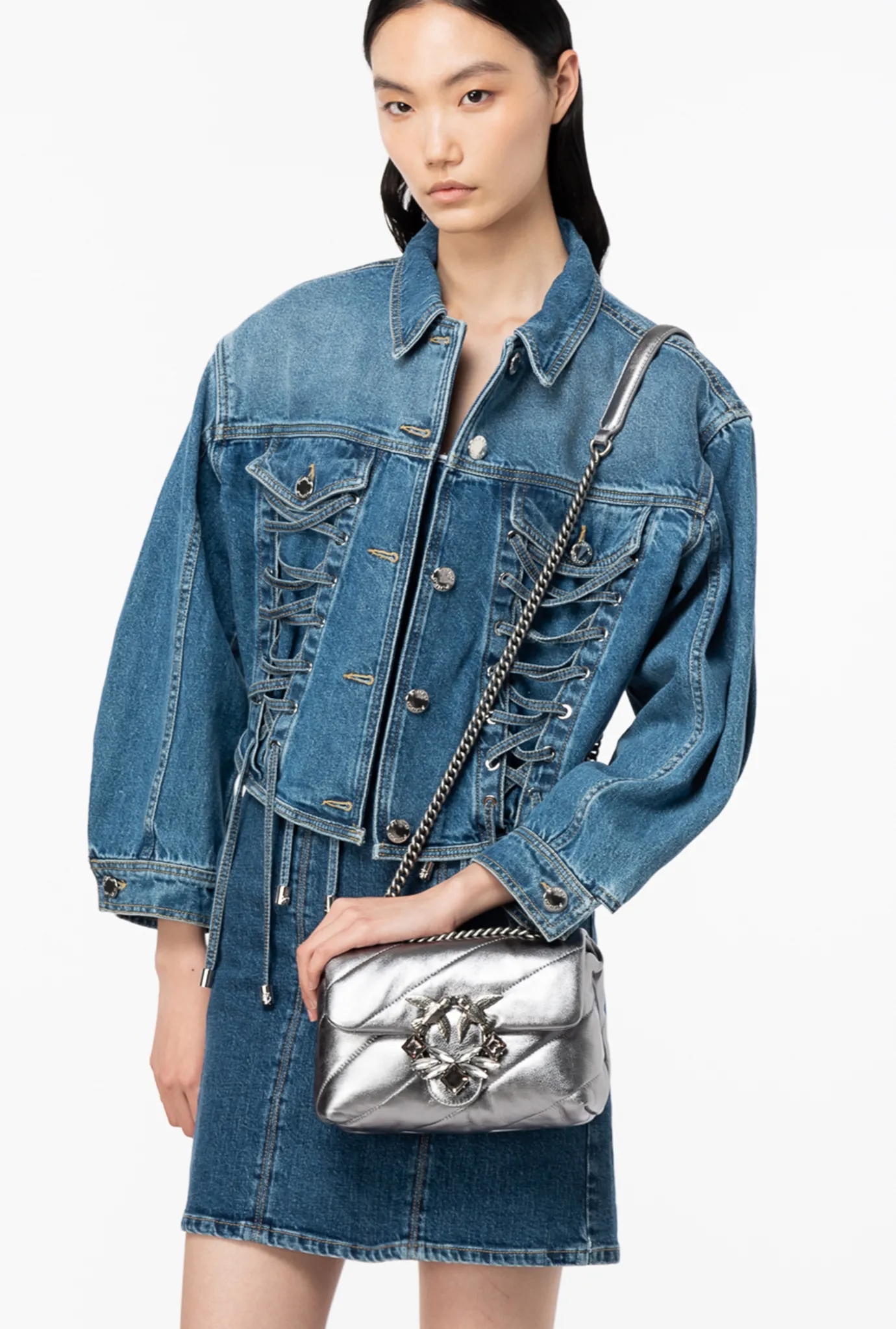 Sacs De Soirée|PINKO Mini Love Bag Puff Maxi Quilt Jewel Argent-Vieil Argent