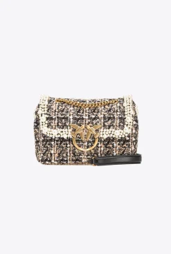 Sacs À Bandoulière|PINKO Mini Love Bag Puff Pearls Frame Beige Oxford-Or Antique