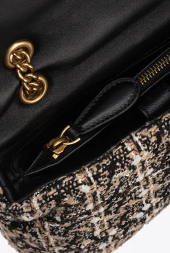 Sacs À Bandoulière|PINKO Mini Love Bag Puff Pearls Frame Beige Oxford-Or Antique