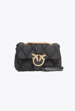 Sacs Portés Épaule|PINKO Mini Love Bag Puff Rhombus Noir-Vieil Or