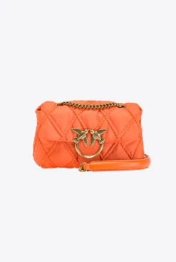 Sacs Portés Épaule|PINKO Mini Love Bag Puff Rhombus Orange Vif-Or Antique