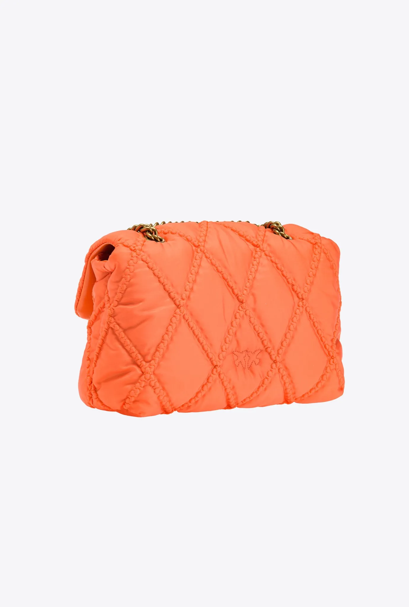 Sacs Portés Épaule|PINKO Mini Love Bag Puff Rhombus Orange Vif-Or Antique