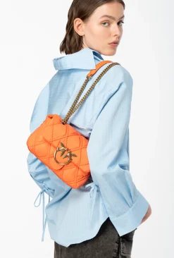 Sacs Portés Épaule|PINKO Mini Love Bag Puff Rhombus Orange Vif-Or Antique