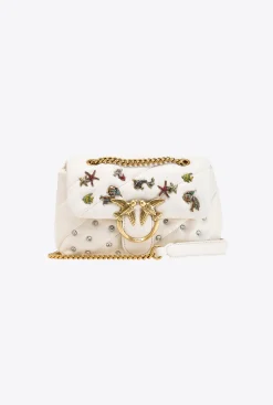 Sacs De Soirée|PINKO Mini Love Bag Puff Sea Jewels Blanc+Blanc-Or Antique