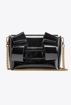 Sacs De Soirée|PINKO Mini Pochette Aika Effet Miroir Noir-Vieil Or