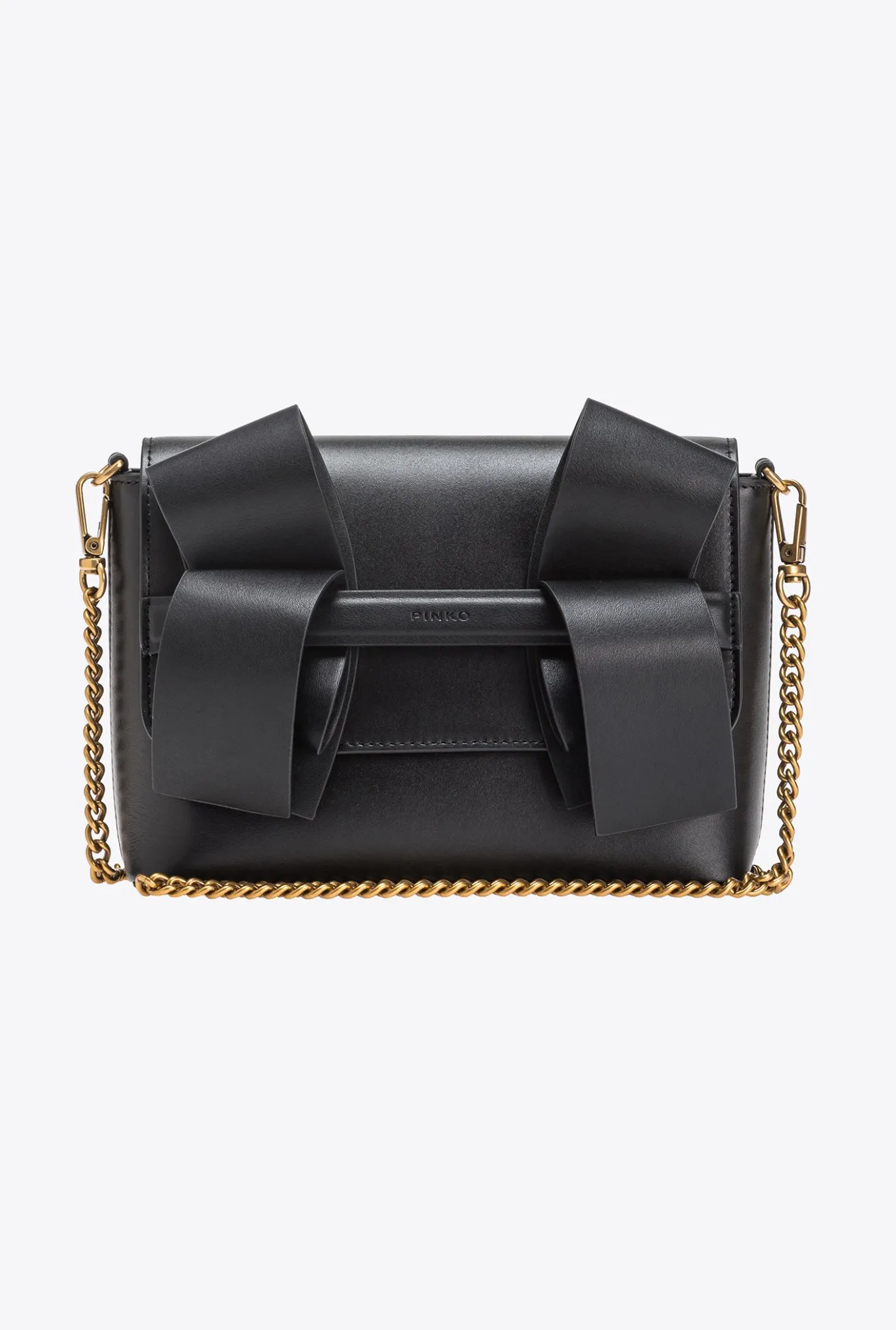 Pochettes|PINKO Mini Pochette Aika En Cuir Noir-Vieil Or