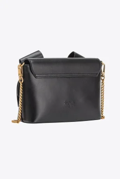 Pochettes|PINKO Mini Pochette Aika En Cuir Noir-Vieil Or