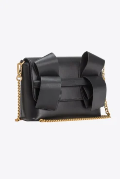 Pochettes|PINKO Mini Pochette Aika En Cuir Noir-Vieil Or