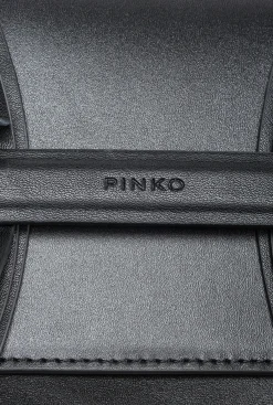 Pochettes|PINKO Mini Pochette Aika En Cuir Noir-Vieil Or