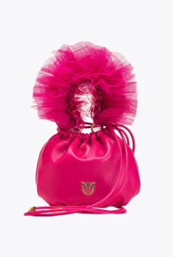 Sacs De Soirée|PINKO Mini Sac En Cuir Nappa Avec Anse En Tulle Rose Pinko-Or Antique