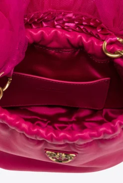 Sacs De Soirée|PINKO Mini Sac En Cuir Nappa Avec Anse En Tulle Rose Pinko-Or Antique