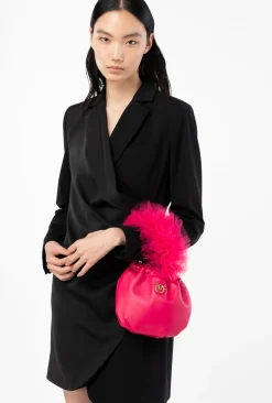 Sacs De Soirée|PINKO Mini Sac En Cuir Nappa Avec Anse En Tulle Rose Pinko-Or Antique