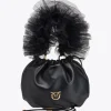 Sacs De Soirée|PINKO Mini Sac En Cuir Nappa Avec Anse En Tulle Noir-Vieil Or