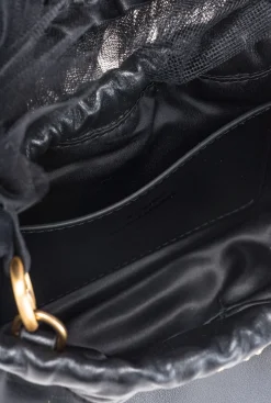Sacs De Soirée|PINKO Mini Sac En Cuir Nappa Avec Anse En Tulle Noir-Vieil Or