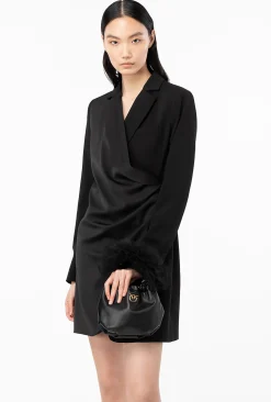 Sacs De Soirée|PINKO Mini Sac En Cuir Nappa Avec Anse En Tulle Noir-Vieil Or
