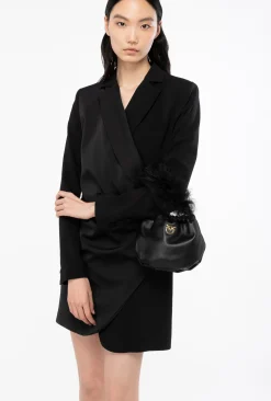 Sacs De Soirée|PINKO Mini Sac En Cuir Nappa Avec Anse En Tulle Noir-Vieil Or