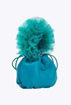 Sacs De Soirée|PINKO Mini Sac En Cuir Nappa Avec Anse En Tulle Turquoise-Or Antique