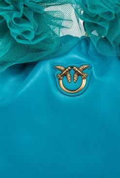Sacs De Soirée|PINKO Mini Sac En Cuir Nappa Avec Anse En Tulle Turquoise-Or Antique