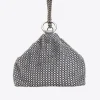 Sacs De Soirée|PINKO Mini Sac Triangle En Resille A Strass Argent-Vieil Argent