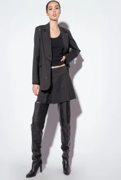 Jupes|PINKO Mini-Jupe A Strass Galleria Noir Limousine