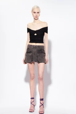 Jupes|PINKO Mini-Jupe Cargo Noir Limousine
