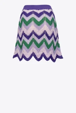 Jupes|PINKO Mini-Jupe En Crochet Multi. Vert/Lilas