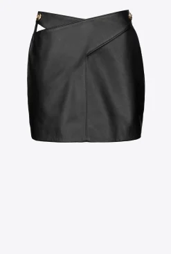 Jupes|PINKO Mini-Jupe En Cuir Nappa Noir Limousine