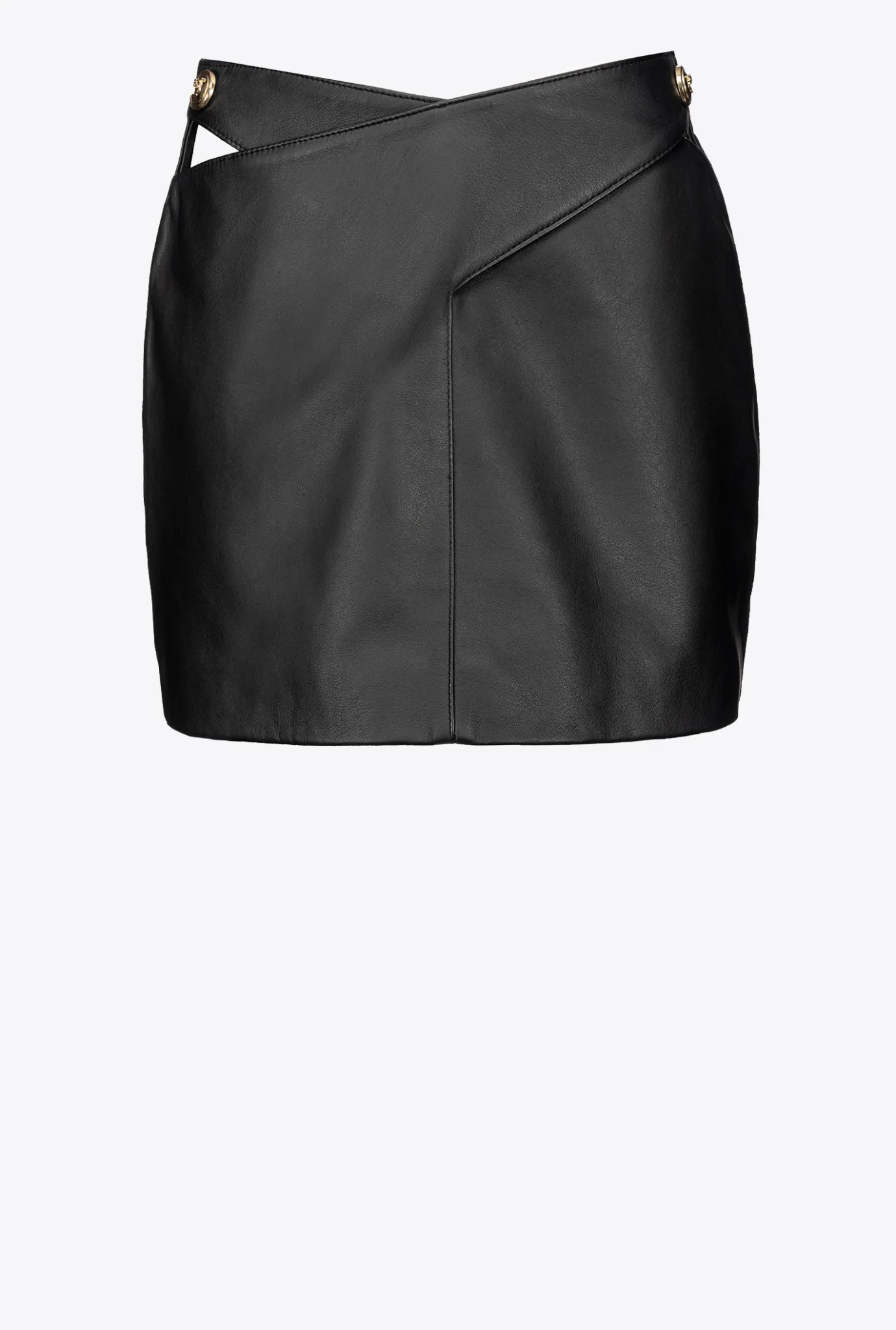 Jupes|PINKO Mini-Jupe En Cuir Nappa Noir Limousine
