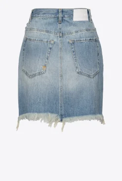 Jupes|PINKO Mini-Jupe En Denim A Lacets Delavage Vintage Moyen
