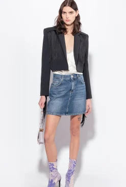 Jupes|PINKO Mini-Jupe En Denim Vintage Delavage Vintage Moyen