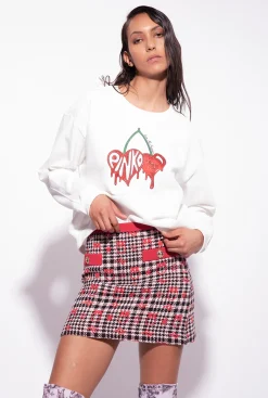 Jupes|PINKO Mini-Jupe En Jacquard Love Birds Noir/Blanc/Rouge