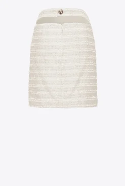 Jupes|PINKO Mini-Jupe En Tweed Fantaisie Rose Fume Blanc