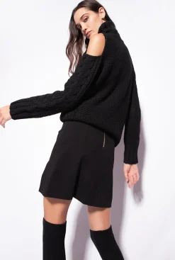 Jupes|PINKO Mini-Jupe Fendue Noir Limousine