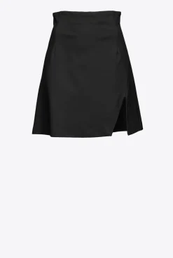 Jupes|PINKO Mini-Jupe Fendue Noir Limousine