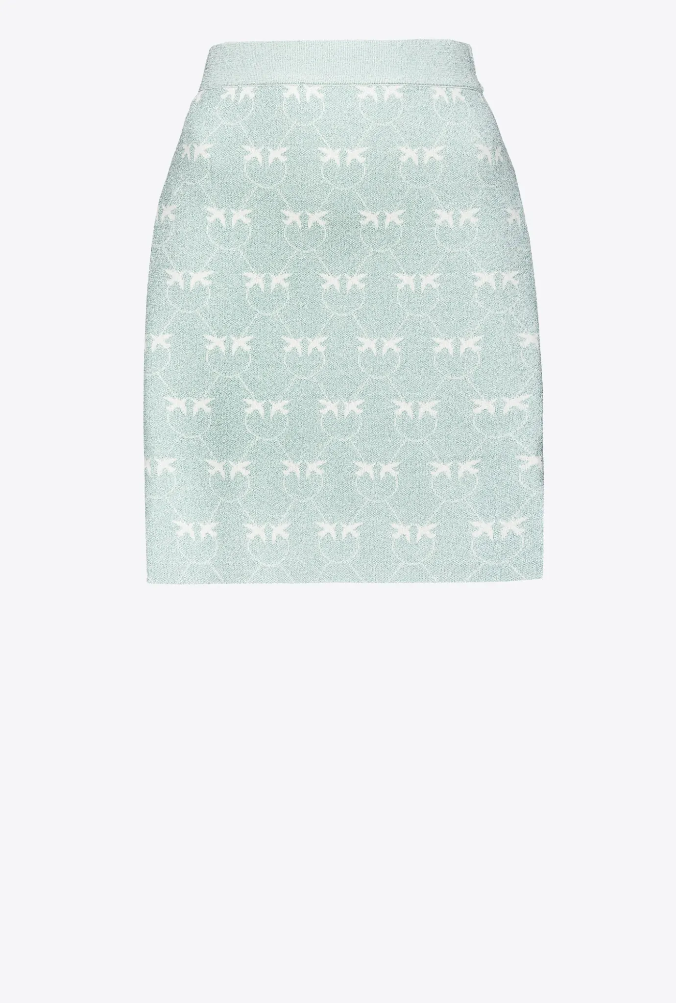 Jupes|PINKO Mini-Jupe Monogram En Lurex Aigue-Marine/Blanc
