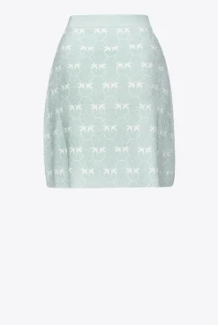 Jupes|PINKO Mini-Jupe Monogram En Lurex Aigue-Marine/Blanc